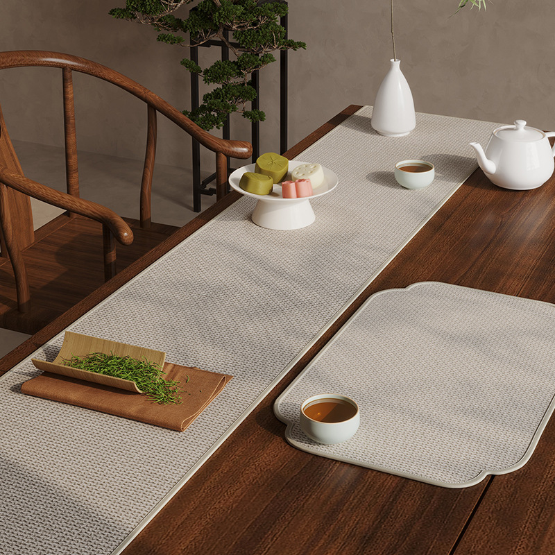 New Chinese Style Imitation Linen Tea Mat Mat Accessible Luxury Classy Waterproof Dry Bubble Tea Table Mat Cloth Zen Tea Tray Mat Tablecloth
