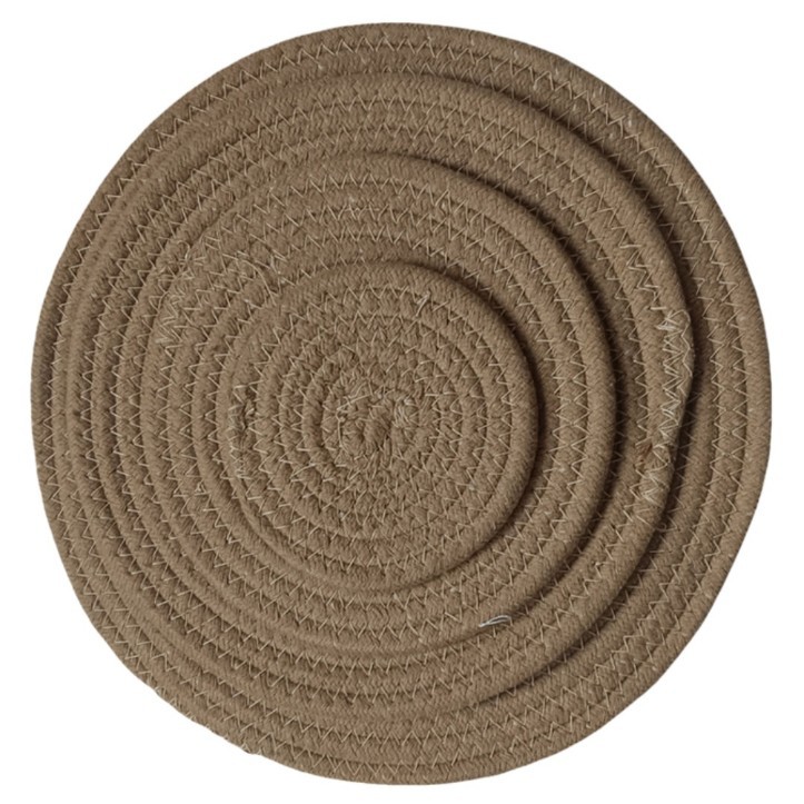 Purely Hand-Woven Cotton Rope, Straw Rope, Anti-Scalding Heat Insulation Mat for Pots, Teacups, Bowls and Plates, Pastoral Style Straw and Rattan Home Decor