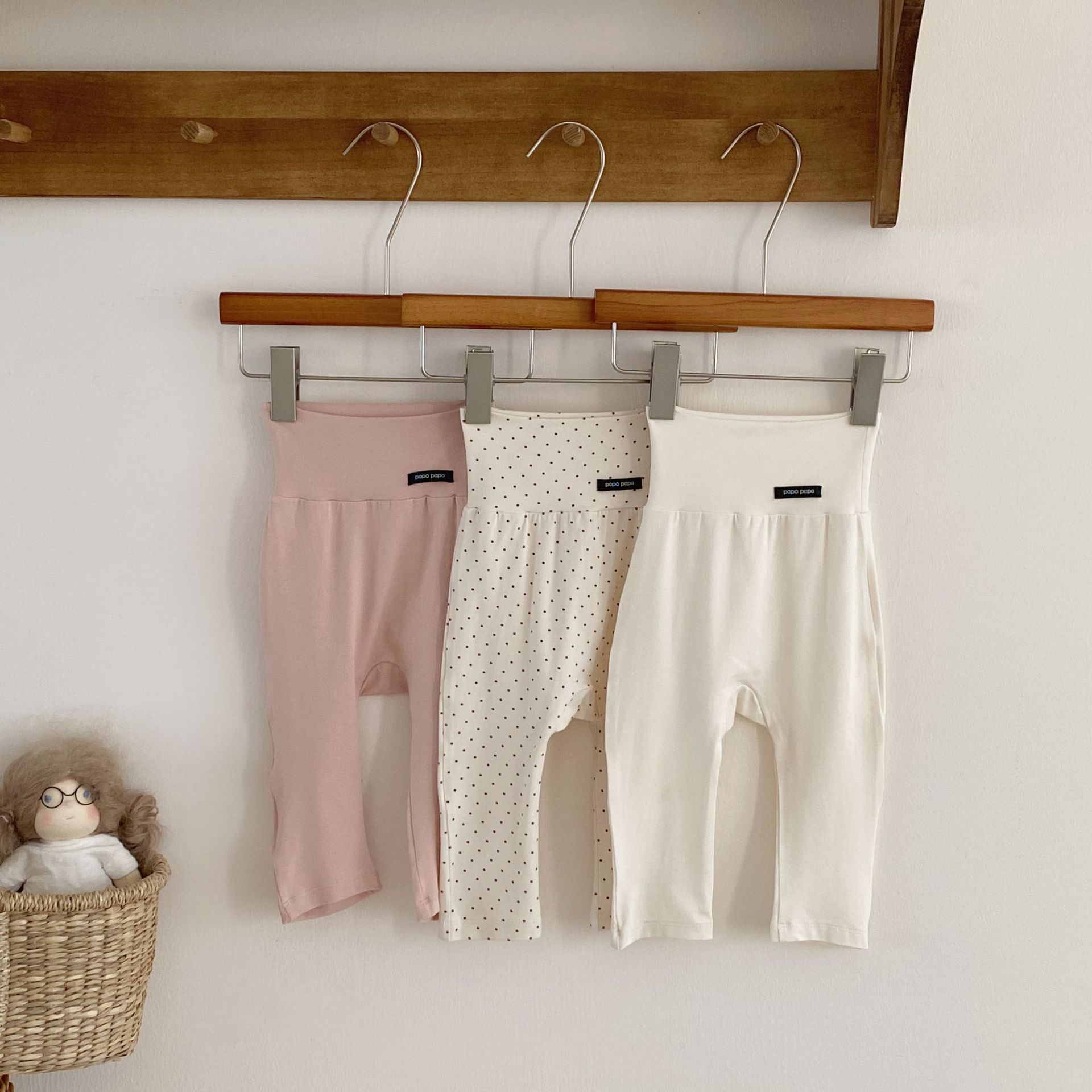 Spring and Summer New Baby Home High Waist Pants Thin Belly Pants Baby Warm Tight Pants Bamboo Fiber Cool Cotton