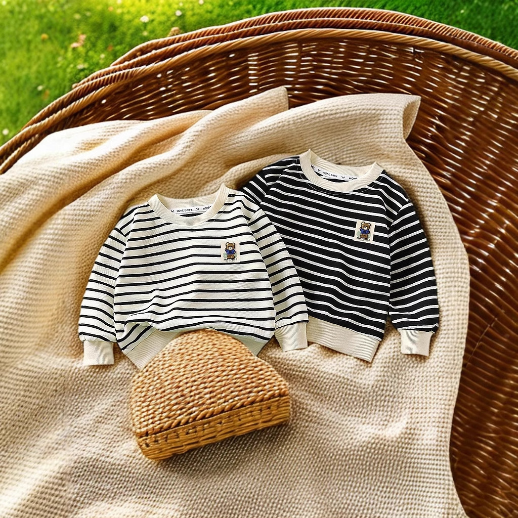 Spring New Kidsren's Sweatshirts, Versatile Stripesd Jackets for Boys and Girls, Baby Korean Style Kidsren's Clothing, Kidsren's Sweatshirts