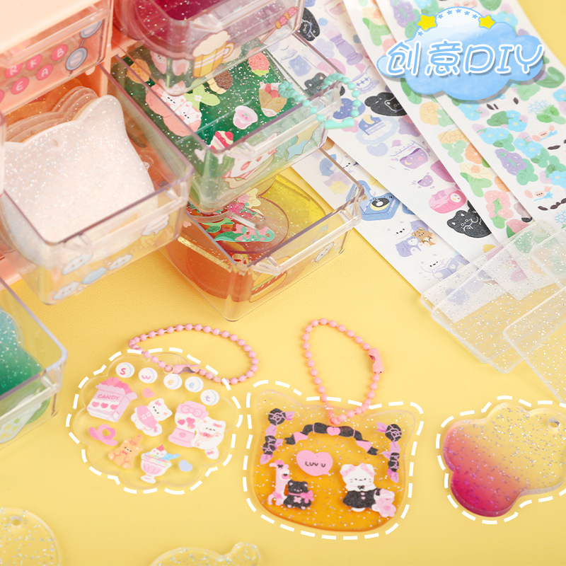 Goka goo Chuck sticker love goo card transparent glitter. Laser. Thickening. Formulation. Processing wholesale factory straight