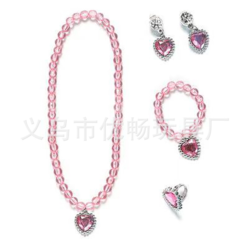 Children's Frozen Necklace Bracelet Earrings Love Crown Magic Wand Decoration Set Ice and Snow Princess Dress Accessories