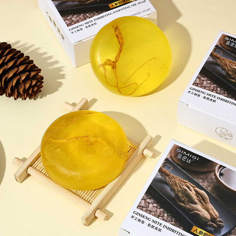 【Simis】 Ginseng Soap Sophora Flavescens Essential Oil Soap White Box Handmade Soap Cleansing and Moisturizing 80g