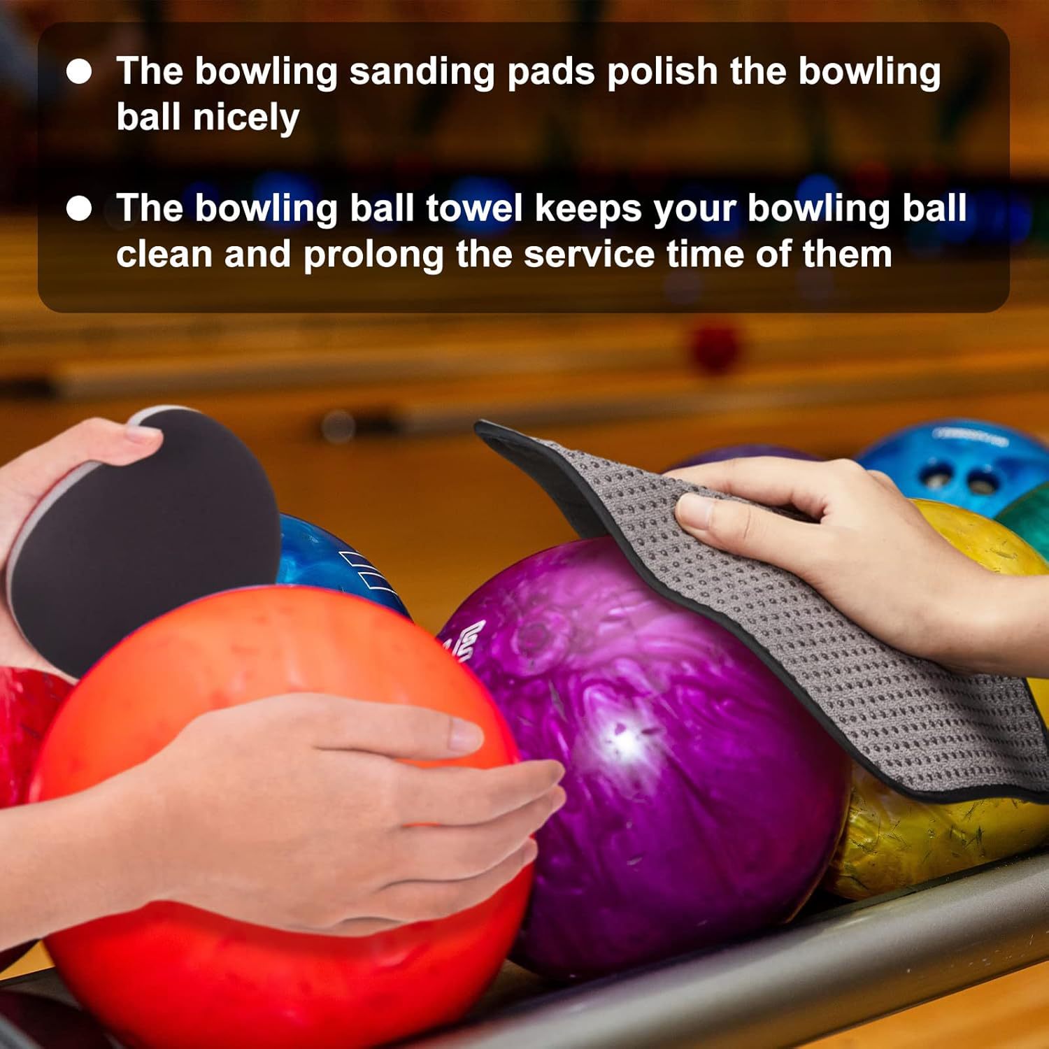 7-Piece Professional Polishing Bowling Ball Sanding Pad with Bowling Ball Cleaning Towel Set
