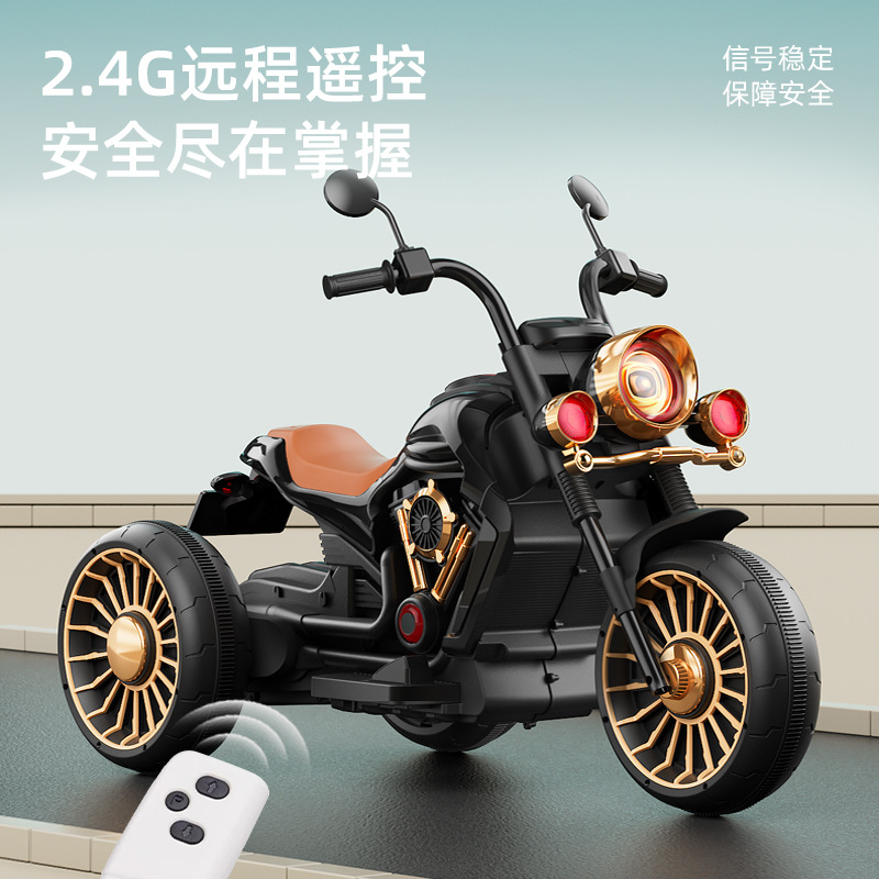 Children's electric car three-wheeled motorcycle early education remote control rechargeable baby toy car for boys and girls