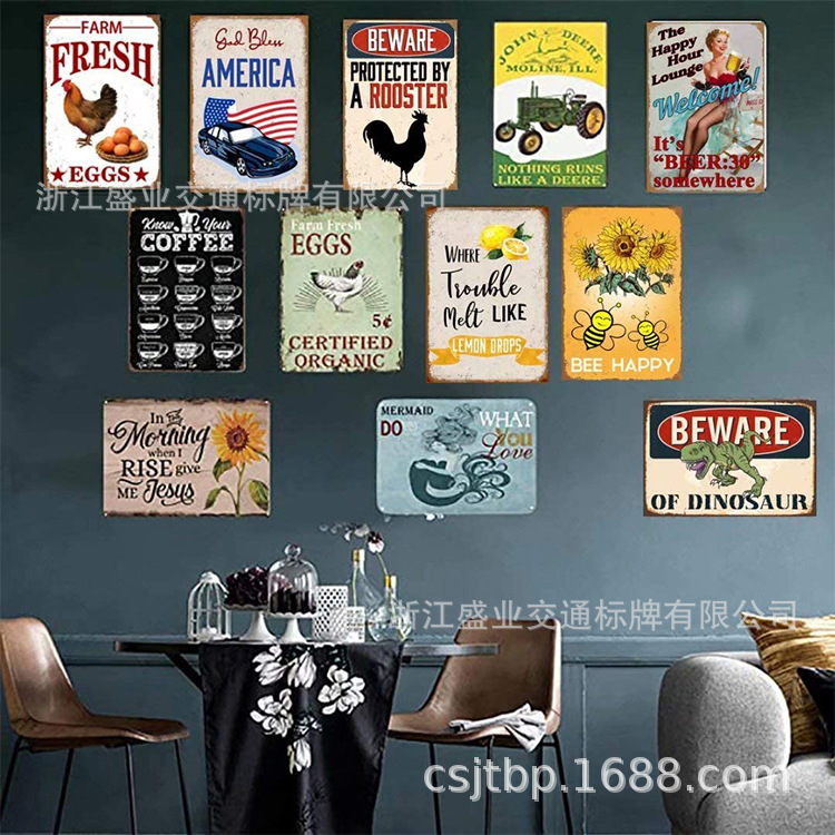 Vintage Distressed Tinplate License Plate Cafe Bar Decorative Painting Aluminum Nameplate Metal Sign Tin Art