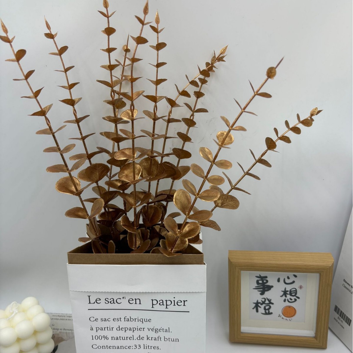 Golden Eucalyptus Artificial Flowers Eucalyptus Leaves Holiday Celebration Christmas Decoration Wedding Home Fake Flower Arrangement Wedding