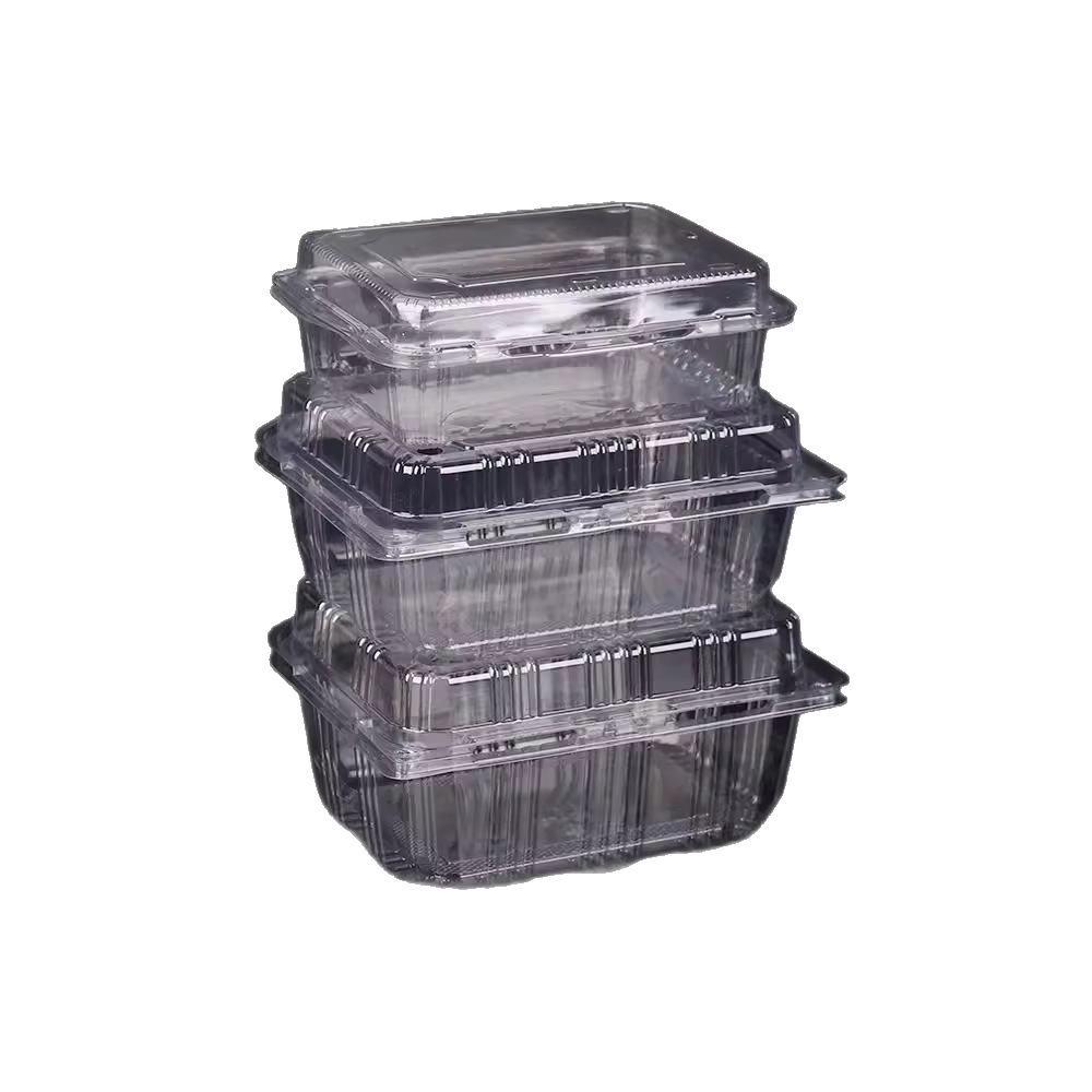 Disposable Fruit Packaging Box Thickeneded Plastic Transparent Lid 0.5kg Pack Supermarket Food Fruit, Vegetable and Pastry Packaging Box