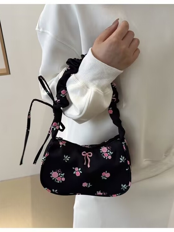 Small Floral Underarm Bag for Women 2025 New Style Small Fresh and Sweet Handbag Trendy Korean Style Fashionable Simple Shoulder Bag