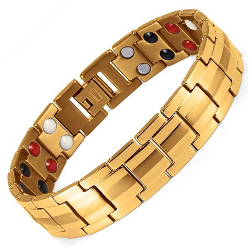 Hot-Selling Amazon Wish Cross-Border Jewelry Detachable Double Row Magnetic Therapy Men's Bracelet European and American Couple Bracelet