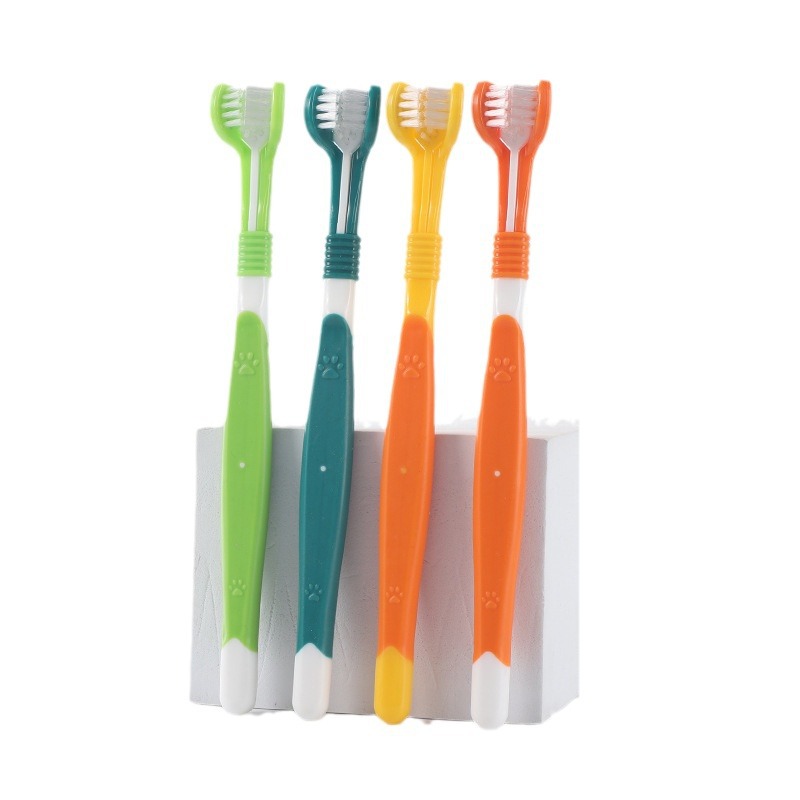 Three-head toothbrush pet toothbrush dog cat toothbrush cat dog oral cleaning supplies small dog soft hair toothbrush