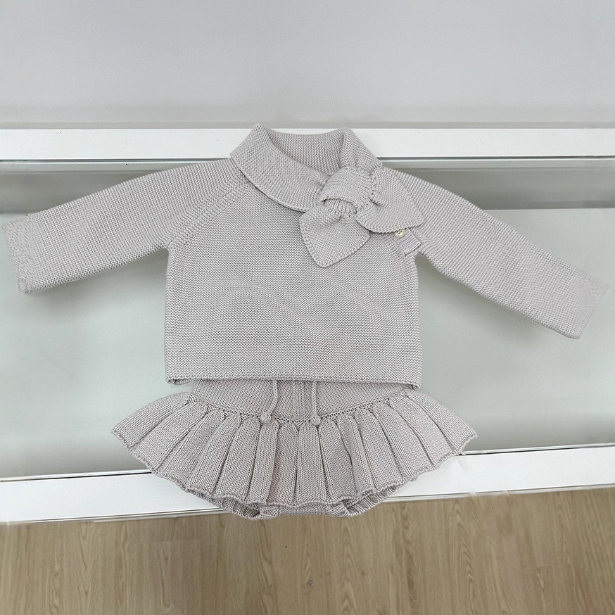 MP Classic Heart Bow Tie Knitwear Children's Retro Sweater Pullover Girl's Bow Autumn and Winter Clothes