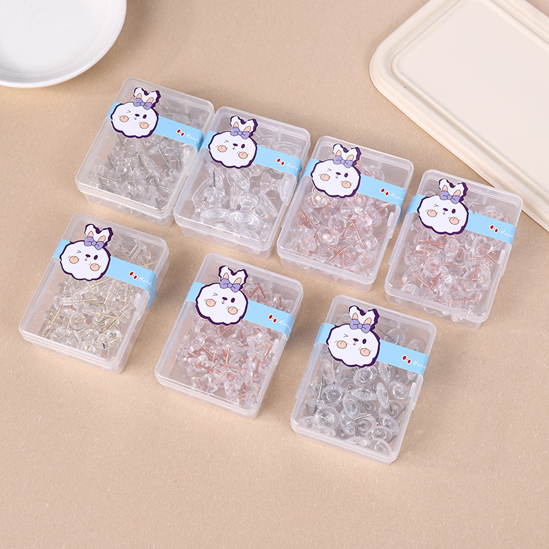 100 Boxes of Gold Transparent Push Pins, Creative Art DIY Thumbtacks for Fixing, Marking, Decorating Photo Walls