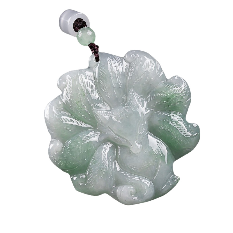 Jade A goods light color nine tail pendant jade pendant jade pendant fortune peach blossom marriage fox domineering Seiko