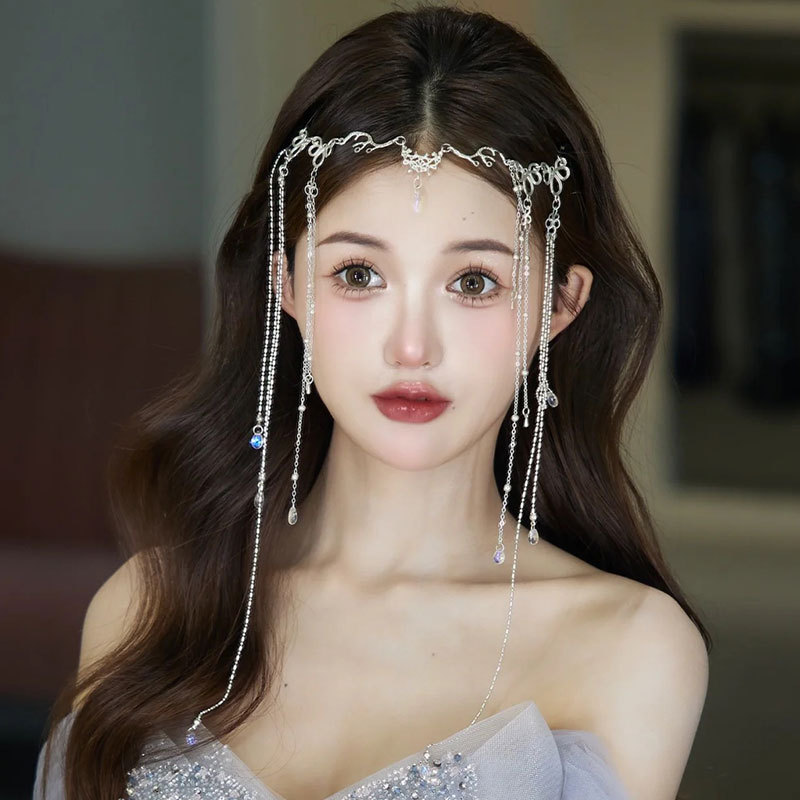 Винтажная заколка для волос в виде капли с кисточкой и украшением для лба для традиционного стиля ханфу