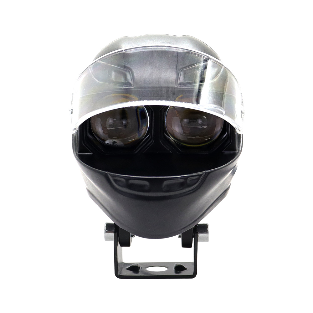 New Helmet Spotlight Black Shell White and Yellow Two-Color Lens Electric Vehicle Motorcycle Led External Spotlight