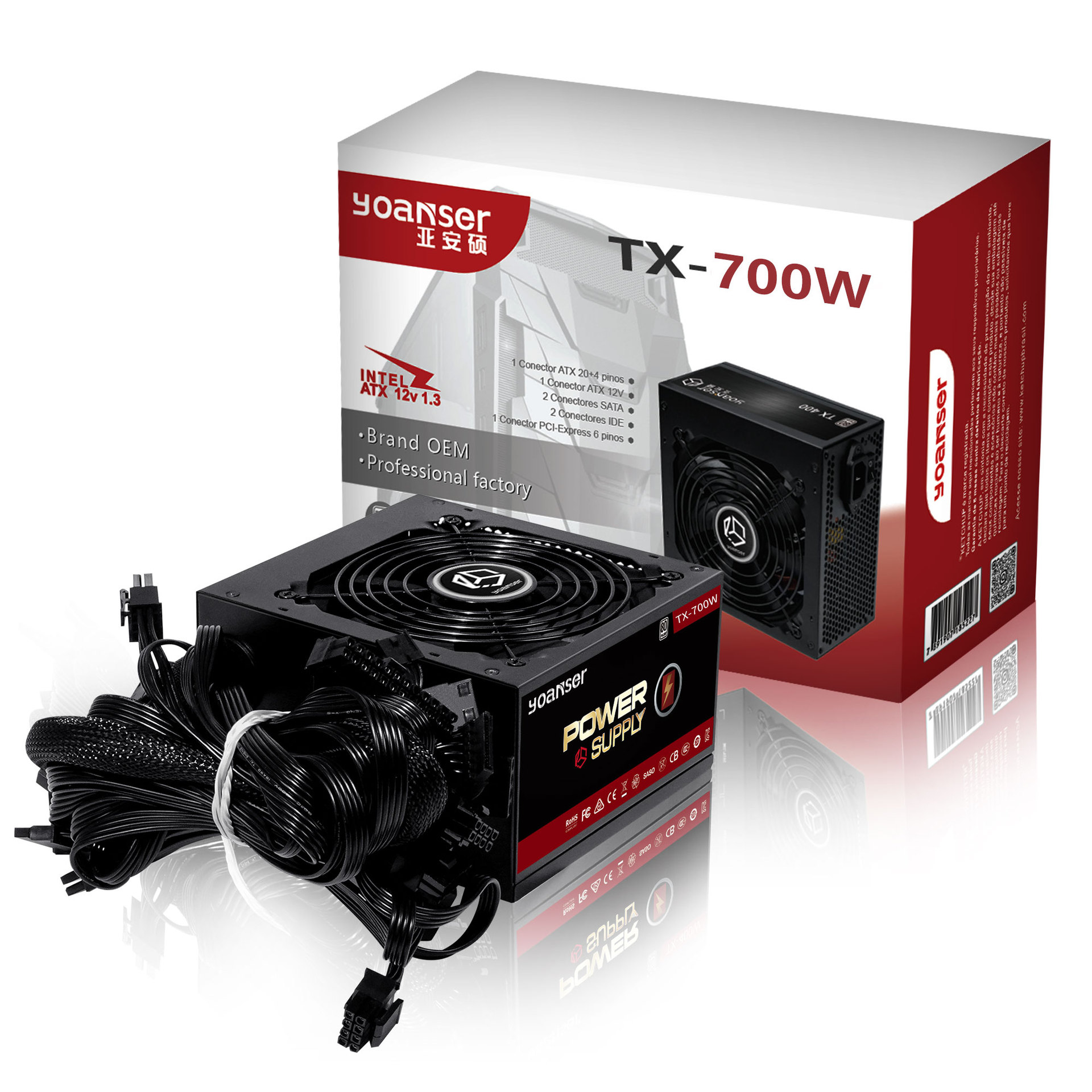 700w Stable Full Straight Outlet Desktop Computer Chassis Power Supply Electric Competition pc Power White Brand Mute Power Supply