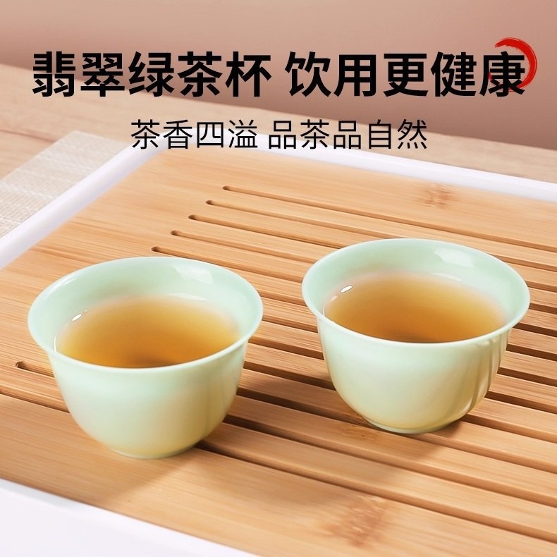 Disposable Tea Cup, Emerald Green Kung Fu Tea Cup, Thickened, High Temperature Resistant, Travel Tea Set, Tea Drinking Cup, Anti-Scalding, Portable