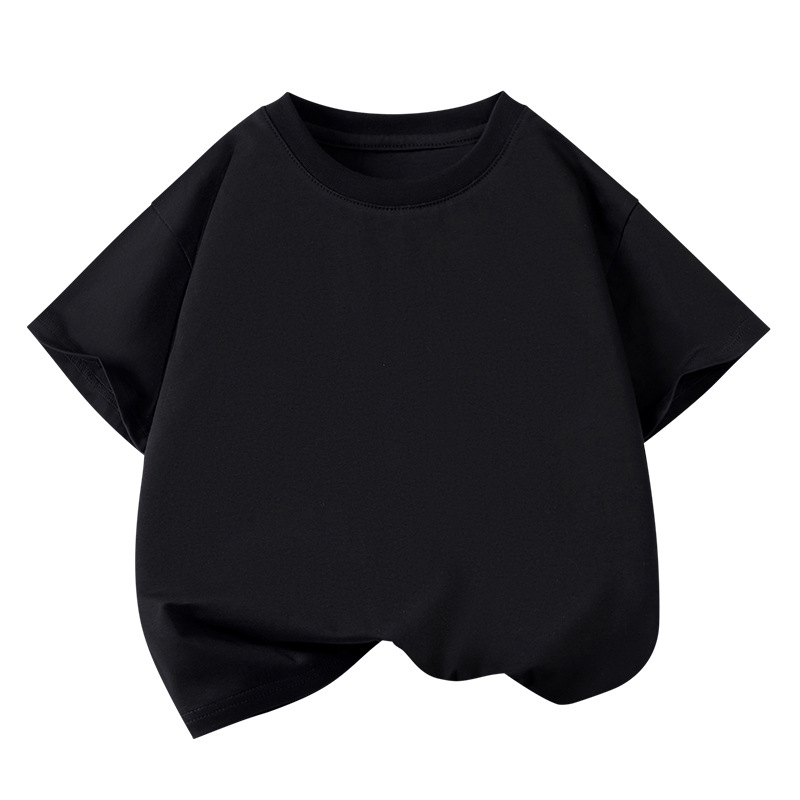 in stock children's short-sleeved T-shirt cotton summer middle and large children's clothing boys and girls solid color jacket class clothing advertising shirt wholesale