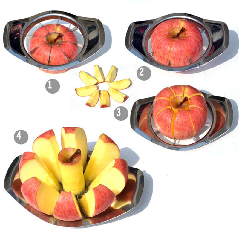 Stainless Steel Apple Cutting Splicer Fruit Slitting Corer Fruit Cutter Slicer Home Kitchen Gadgets