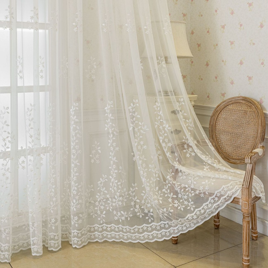Современный простой ручной работы бисерный вышитый прозрачный занавес для окна, экран для спальни и балкона, готовая вуалевая занавеска, кросс-бордерный Amazon