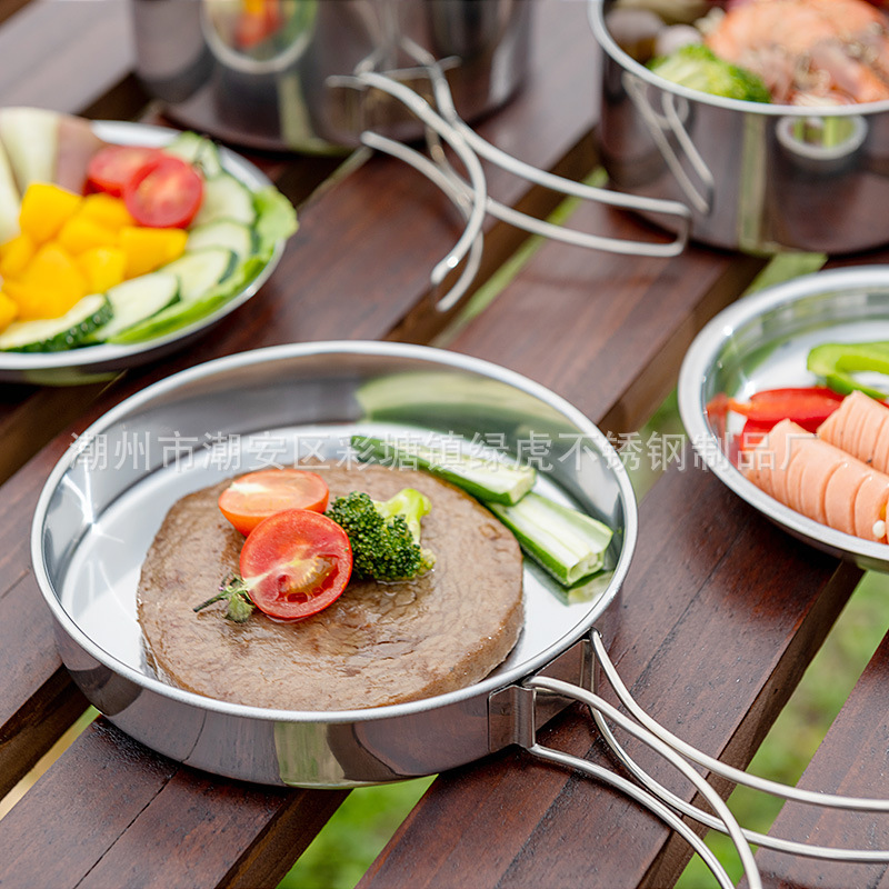 Outdoor Camping Cookware Set Portable Set Camping Cooking Utensils Picnic Equipment Supplies Picnic Self-Driving Tour Stainless Steel