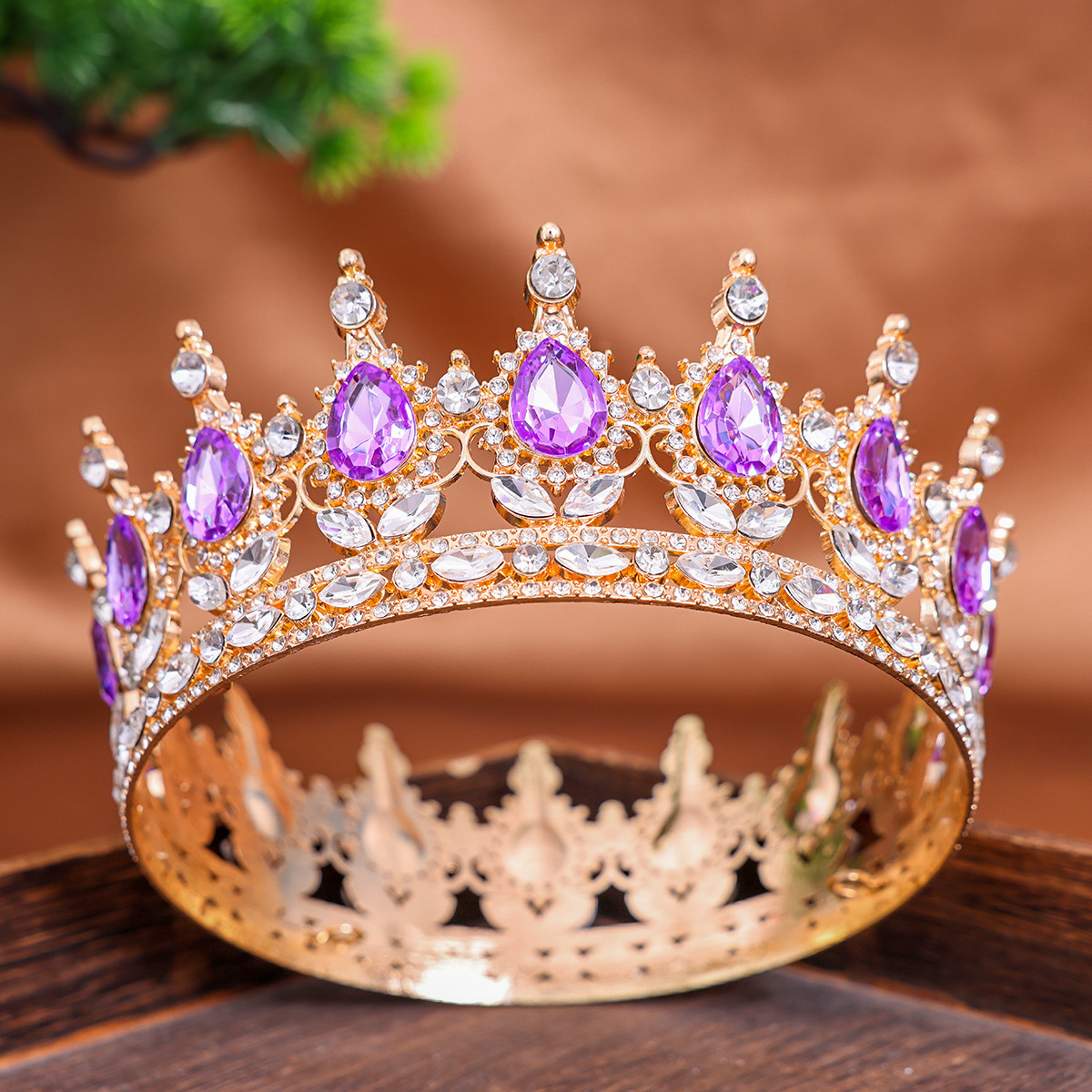 Crown Bride Tiara Dress Wedding Princess Luxury Shining Full Round Crown Flower Cake Decoration Ornaments Crown