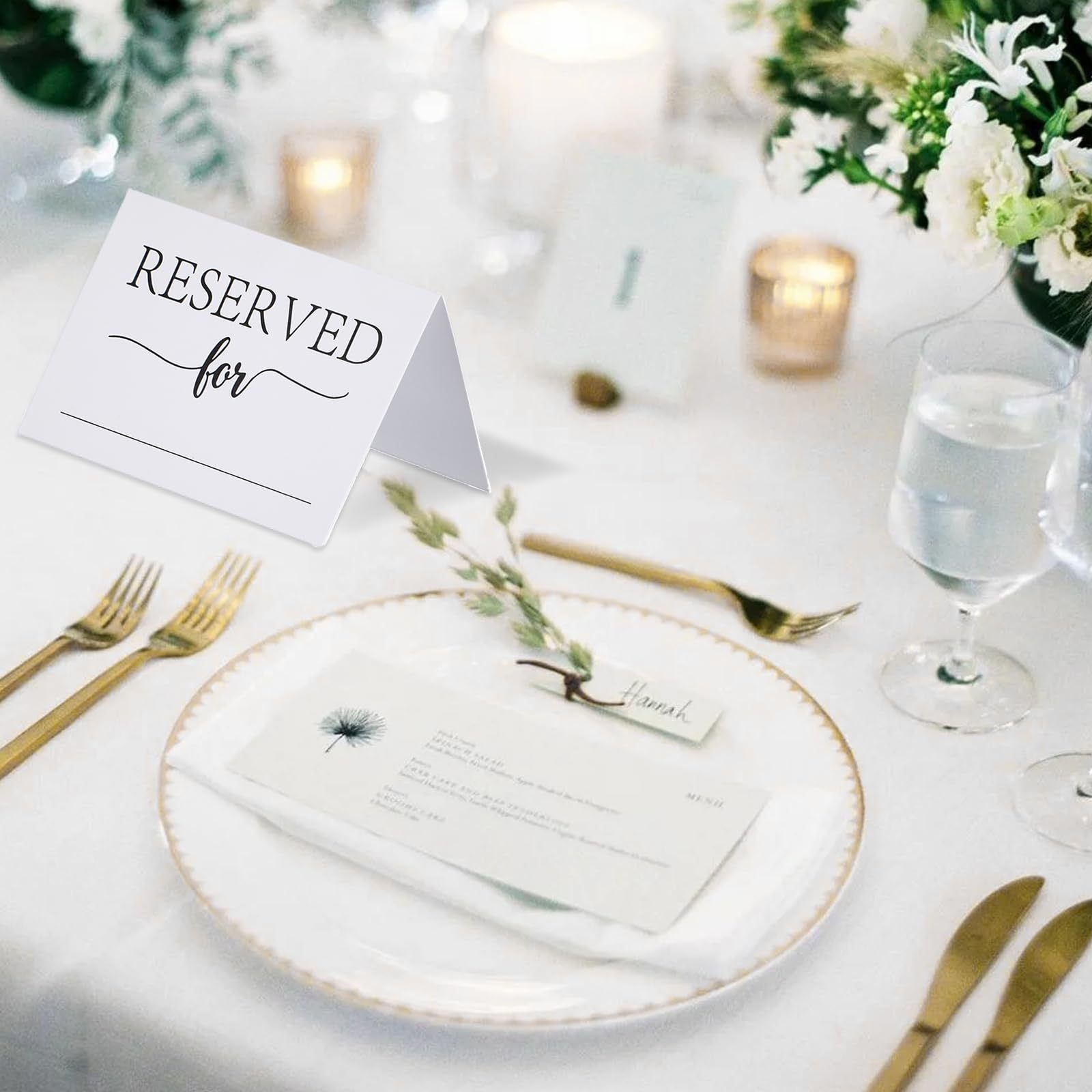 White Reserved Table Signs for Wedding Banquet Reception Casual Reserved Table Signs Restaurant and Party Dedicated Reserved Table