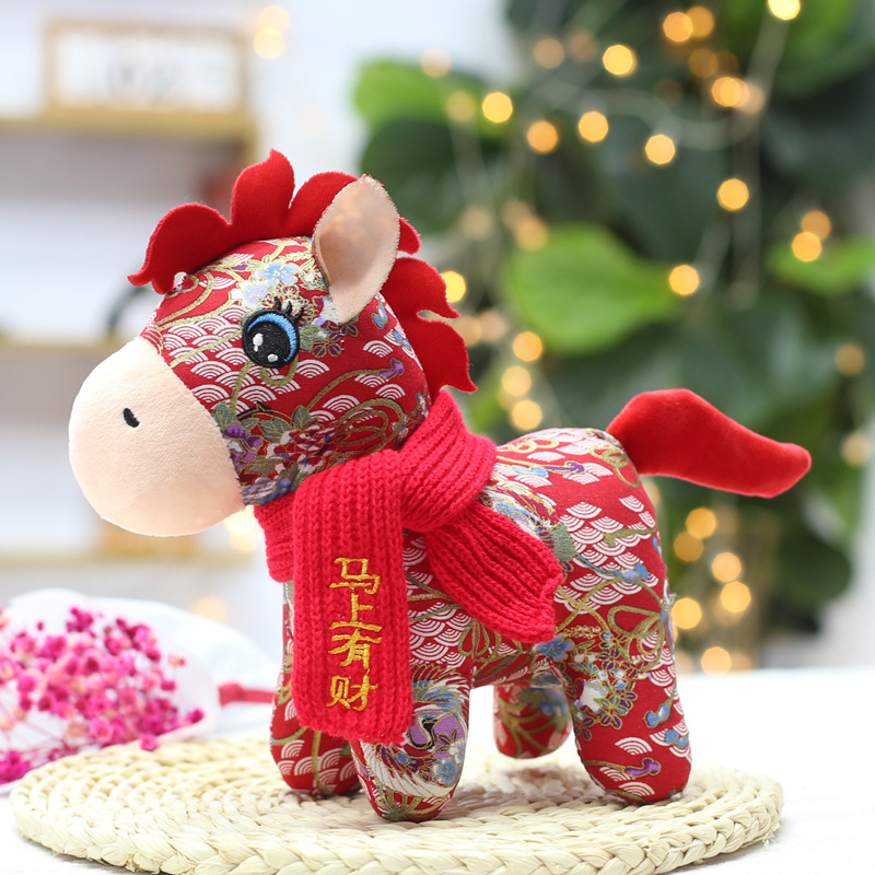 Плюшевая игрушка в этническом стиле, кукла-талисман года Лошади, домашний декор зодиака, подарок для ежегодной встречи компании