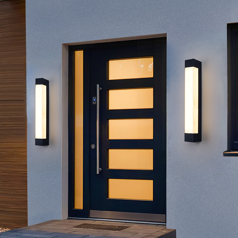 Modern Outdoor Wall Lamp Courtyard Lamp Villa Entrance Door Lamp Terrace Long Stainless Steel Imitation Marble Waterproof Wall Lamp