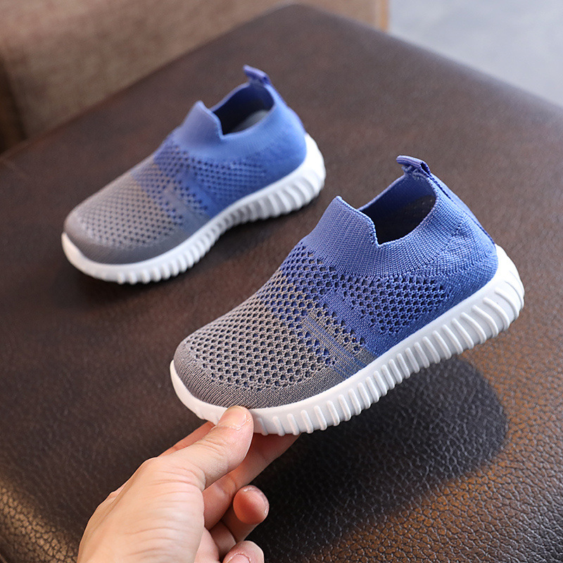 Spring and Autumn Contrasting Color Medium and Large Children's Shoes, Breathable Student Shoes, Trendyy Casual Shoes, Korean Style Fly-Knit Shoes for Boys and Girls