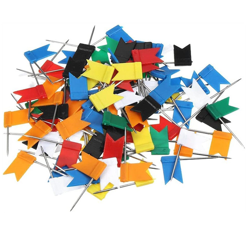 Factory Direct Sale of Colored Flag Pins, Available in 8 Colors, Suitable for Office Cork Board Map Marking and Fixing