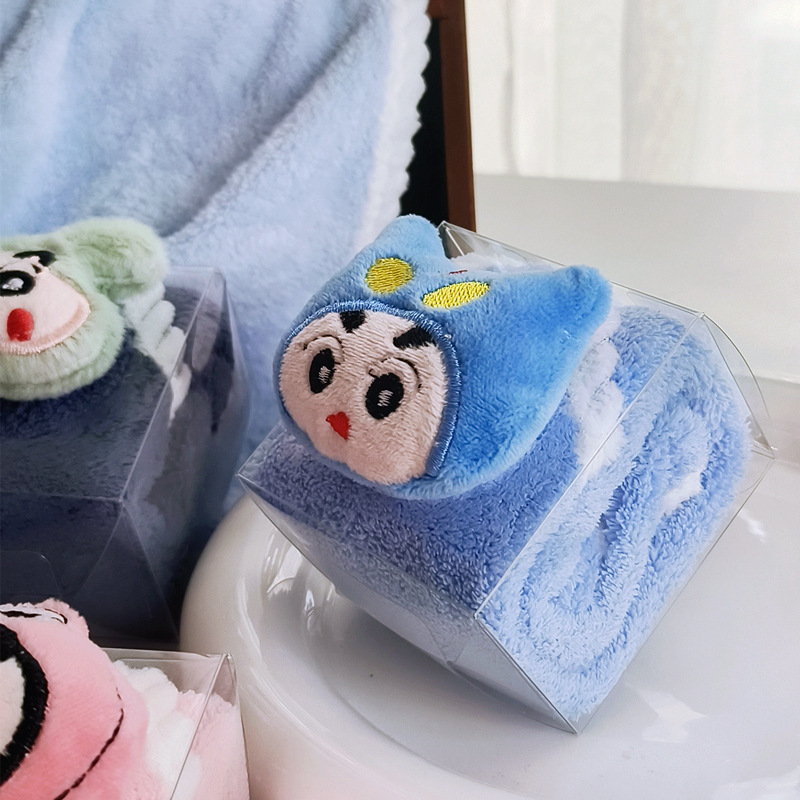 Crayon Shin-Chan Doll Towel Souvenir Gift Matchinging Gift Kidsren's Hanging Towel Coral Velvet Absorbent Square Towel