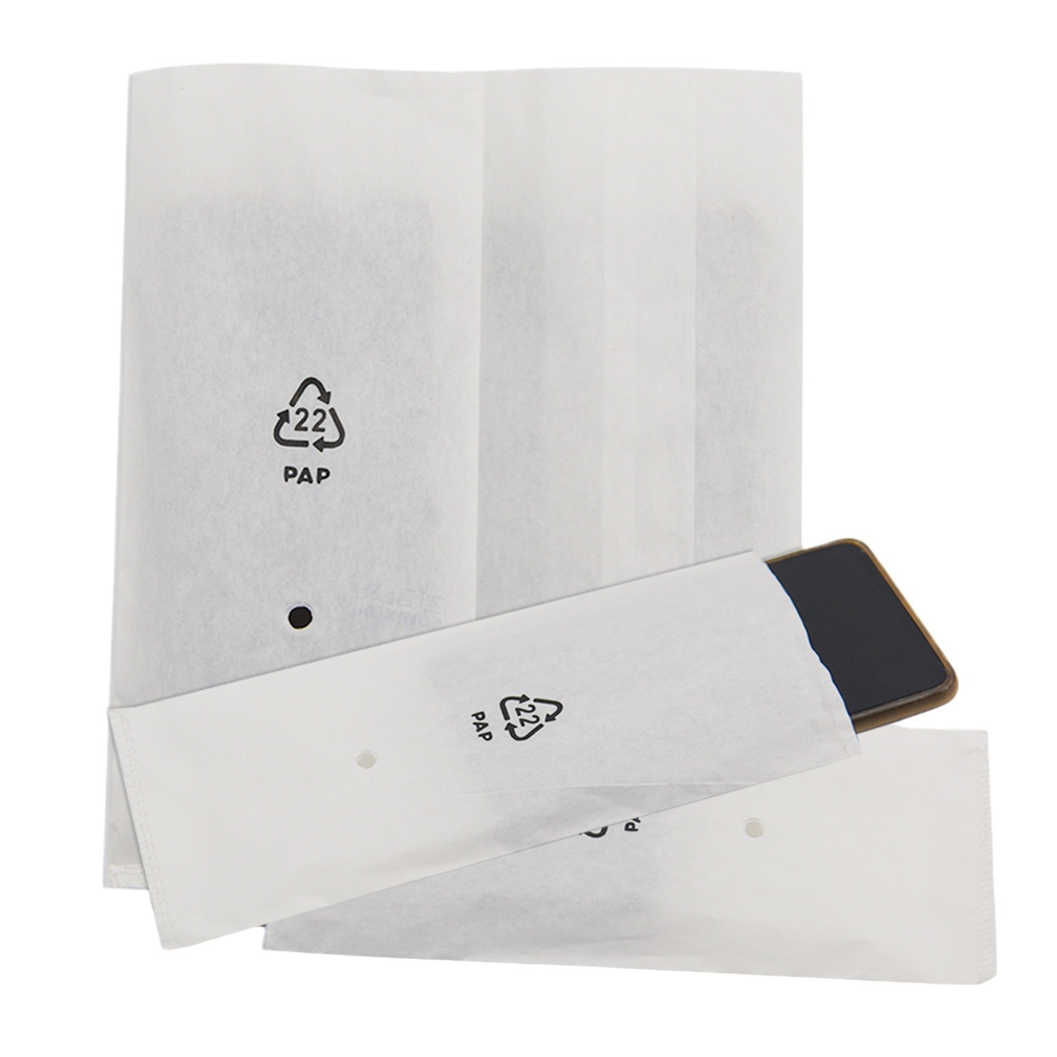 PAP eco-friendly paper bag FSC certified mobile phone cup mobile phone case plastic-free packaging flat self-adhesive printable logo