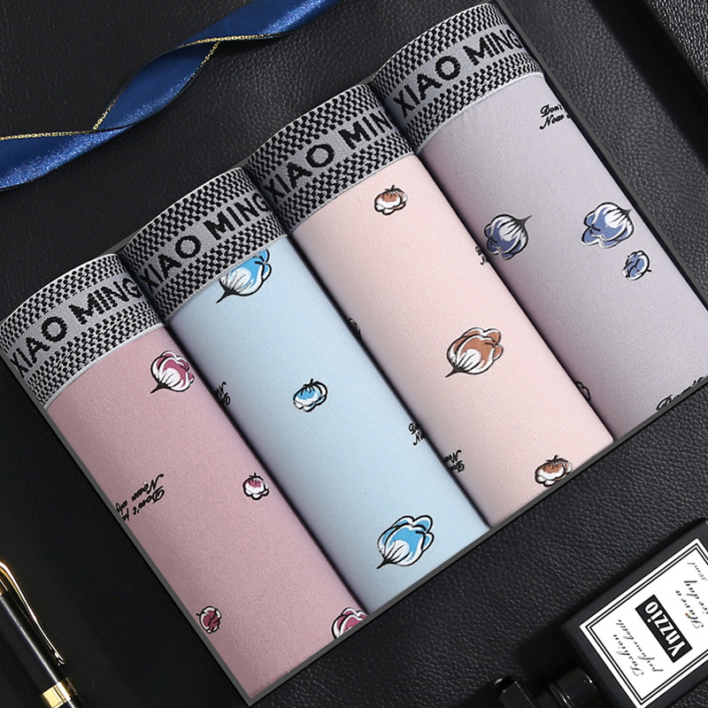 Popular Underwear, Men's Underwear, Men's Boxer Briefs, Youth Mid-Waist Boxer Briefs, Boys' Large Size Pants, Men's Underwear