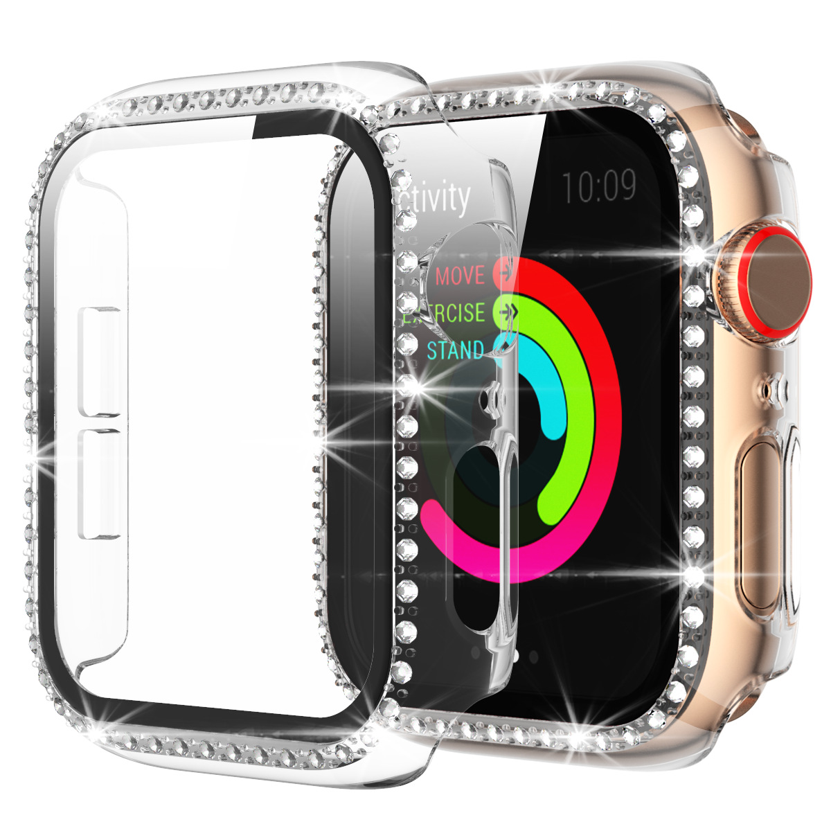 For Apple Watch 10 Case Apple Watch Diamond Cover One-piece Case iWatch9/8 Glass Film