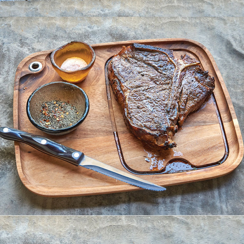 Cross-border Acacia Wood Steak Board Golden Albizia Steak Cutting Board Hanging Wooden Cutting Board with Blowhole