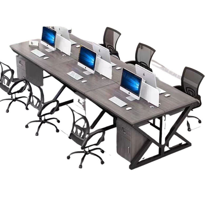 Staff Desk Office Furniture Office Desk 4-Person Double 6-Person Workstation Card Holder Financial Computer Desk and Chair Combination