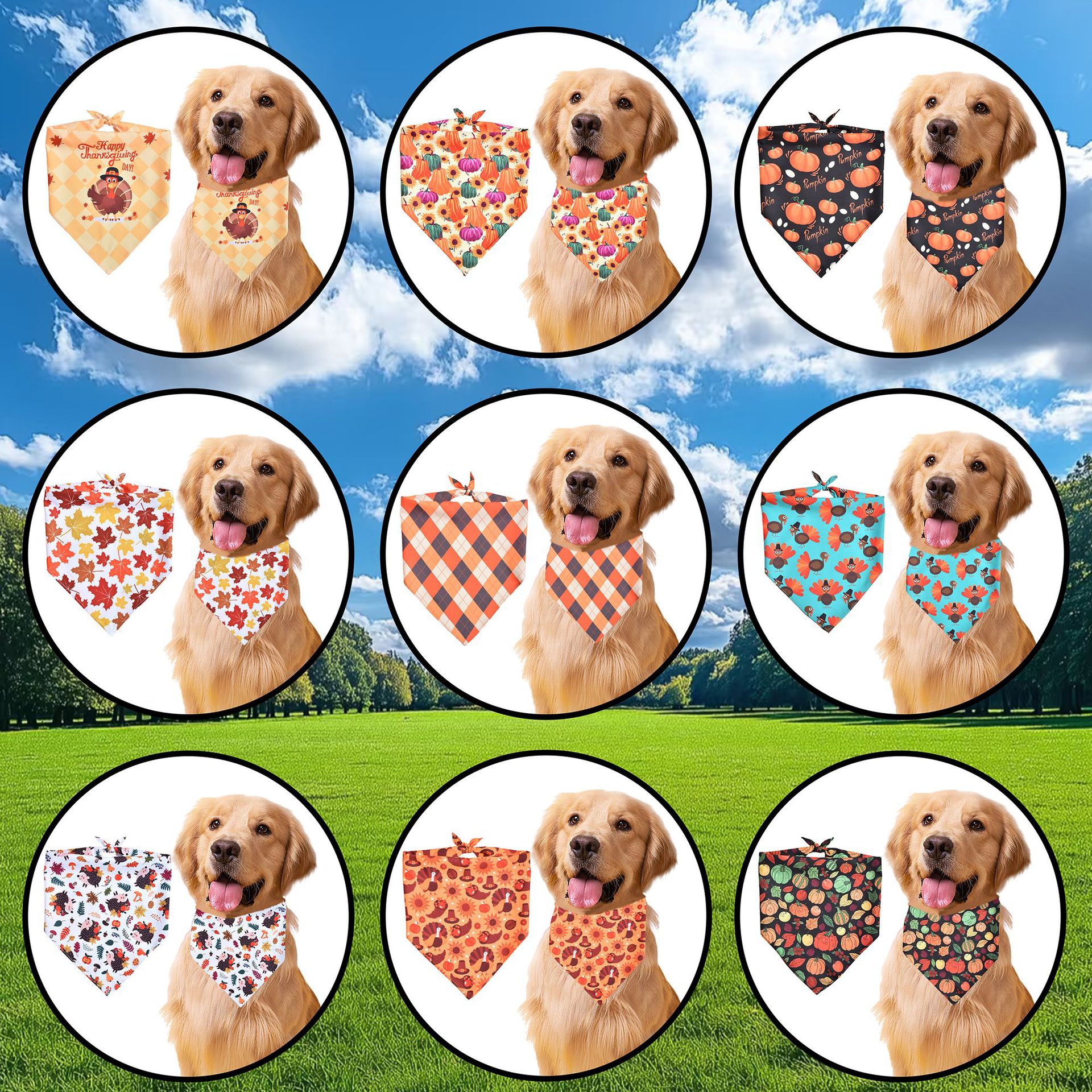 Cross-Border Thanksgiving Pet Triangle Scarf Cat and Dog Saliva Scarf Bib Wholesale