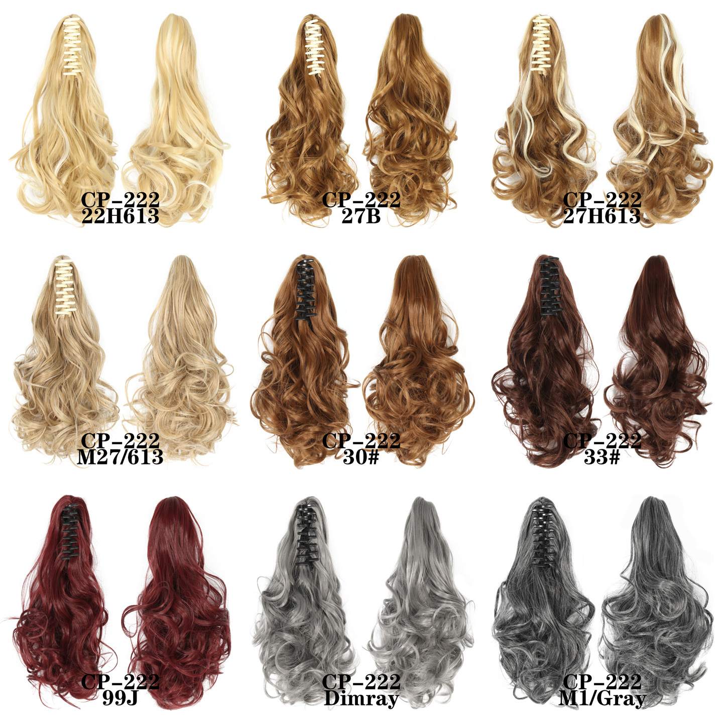 Wholesale European and American cross-border ladies wave ponytail curly hair tiger clip short hair chemical fiber high temperature silk curly grip ponytail