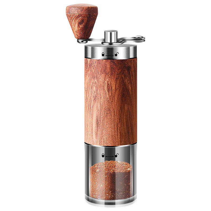 Korean-style 304 stainless steel hand-cranked coffee machine multifunctional wood grain coffee grinder portable bean grinder grinder