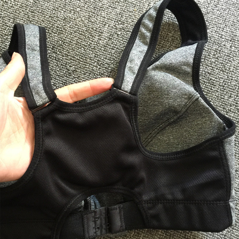 Large size front zipper sports bra without steel ring gathered yoga fitness shockproof running ladies underwear beautiful vest