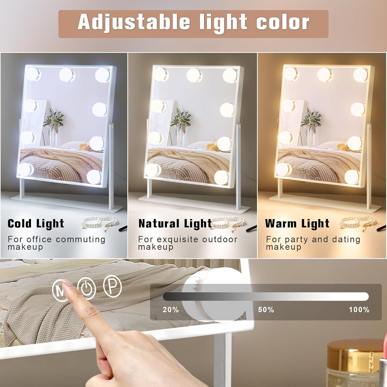 Amazon Explosions Hollywood Smart Makeup Mirror led Bulb Large Makeup Dressing Mirror Source Factory