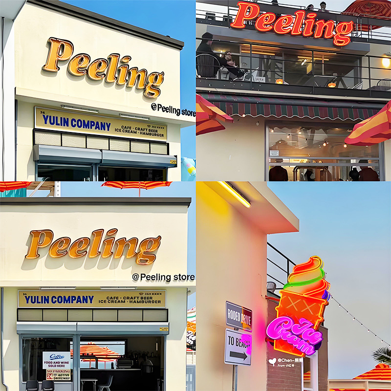 American-Style Internet Celebrity Wrought Iron Retro Metal Lettering Led Neon Sign Custom Storefront Logo