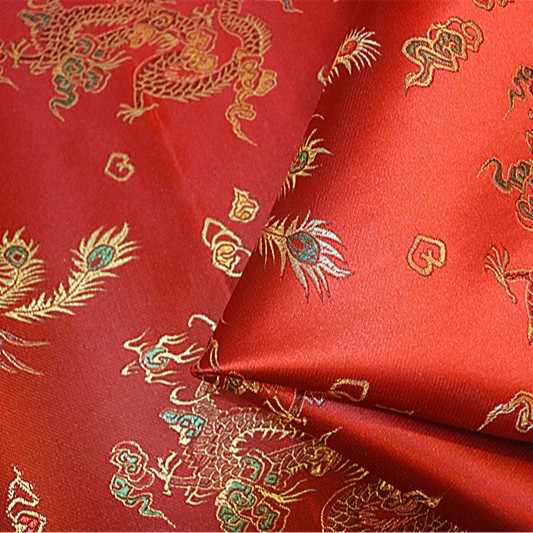 Chinese Style Factory Direct Sales Dragon and Phoenix Flower Brocade Clothing Fabric Tang Suit Bridal Costume Ancient Costume Cheongsam Satin Fabric