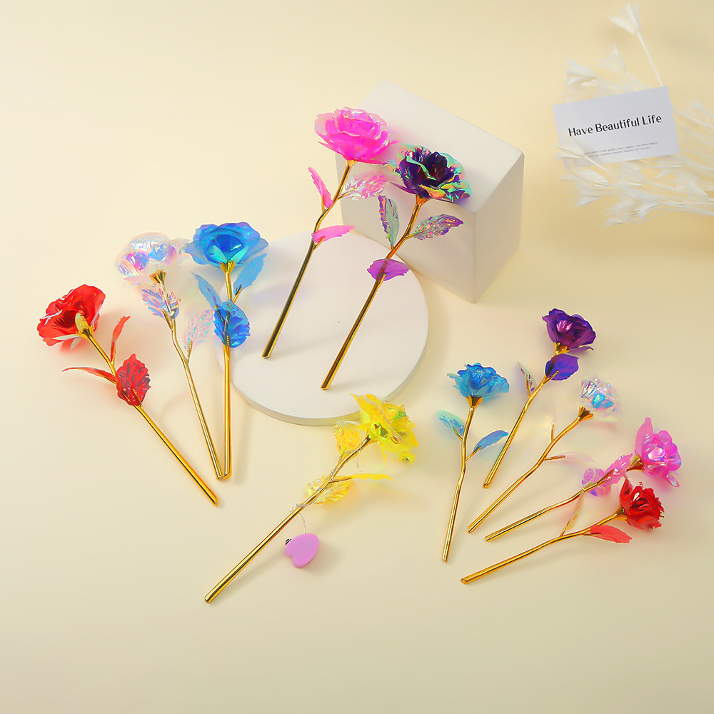 24K Gold Foil Rose Flower Color Gold Colorful Glare Eternal Flower Romantic Teacher's Day Holiday Graduation Season Small Gift