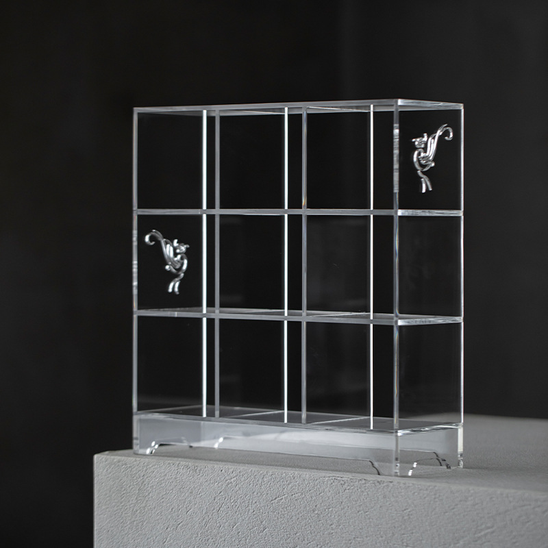 Acrylic Tea Set Teapot Display Rack Desktop Storage Rack Without Back Panel Grid Rack Can Be Developed