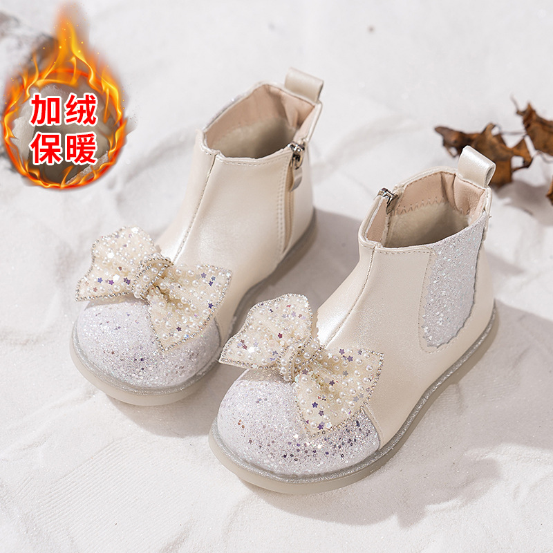 Boots Girls' Shoes Small Short Boots Fashionable Cotton Shoes 2025 New Autumn and Winter Velvet Leather Boots Girls' Boots