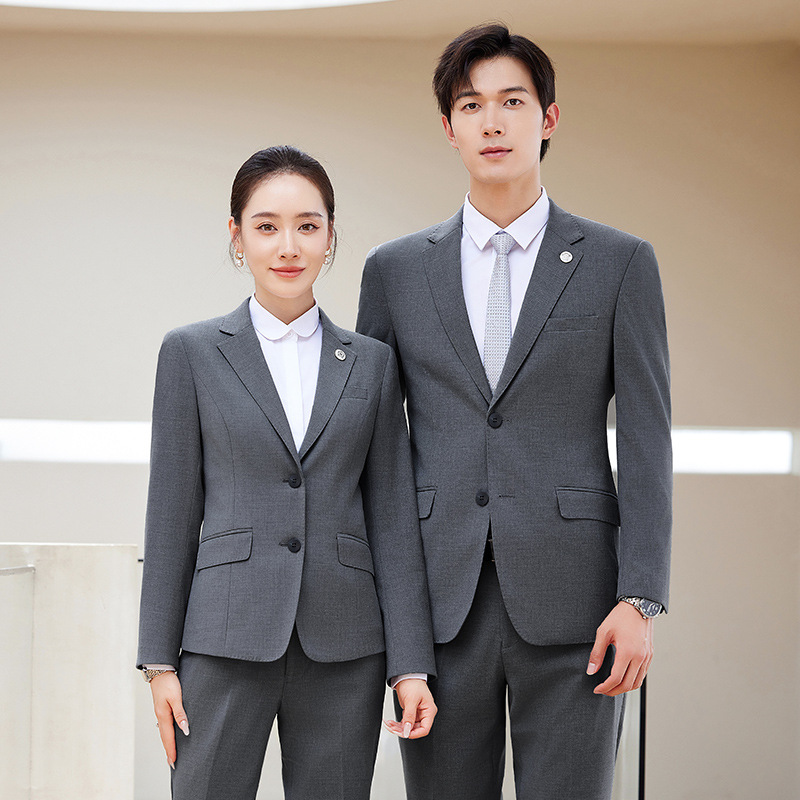 Tencel Wool Suit Men's Business Manager Slim Work Women's Suit Jacket Formal Navy Blue