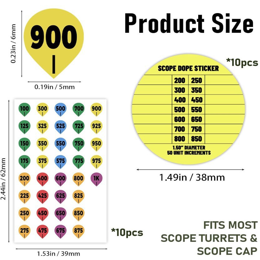 Independent Station New Rifle Scope Turret Sticker Sheets Rifle Scope Turret Sticker